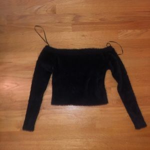 Black furry off the shoulder top